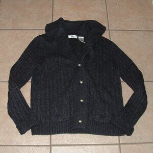WEATHERPROOF Dark Gray Sz Large Wool Blend Cardigan Sweater Front Pockets